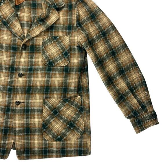 Pendleton Vintage Flannel Jacket Shirt Sz L 1960's Plaid Wool Sport Coat Shacket - Picture 4 of 16